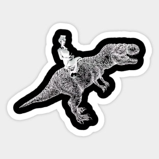 Lady and T rex dinosaurus Sticker